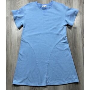 Wolven Anthropologie Blue Cotton French Terry Short Sleeve Sweatshirt Dress Xs